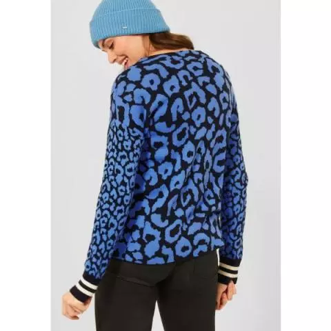Cecil panterprint trui just blue 301745 23438