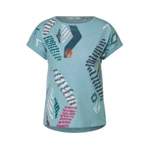 35088 shirt print Cecil reef melange 320254 blue