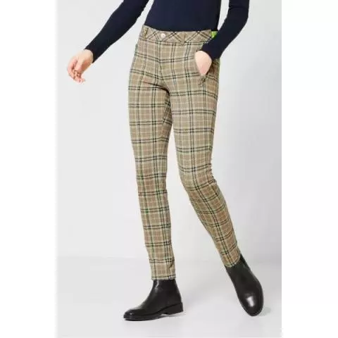 Street One ruit broek York easy camel 372778 32144