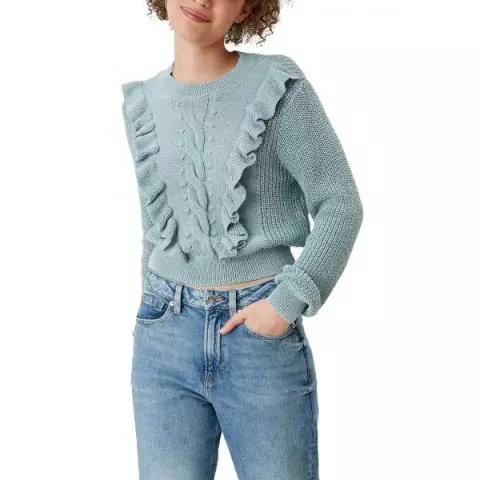 QS trui met volants dusty jade 2111495 65W0
