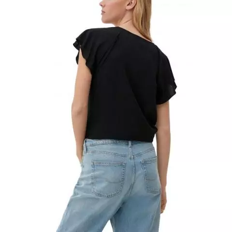 QS shirt met vlindermouw zwart 2132616 9999