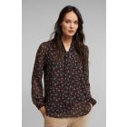 Esprit blouse met strik zwart 110EE1F312 E003
