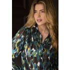 Tramontana print blouse petrol C07-14-301