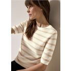 Cecil gebreid streep shirt pearl beige 303240 2650