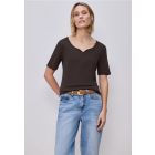 Street One heart neck shirt brown 324775 17276