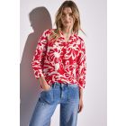 Street One linnen print blouse red 345393 26278