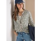 Cecil linnen print blouse macadamia beige 346252