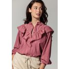 Tramontana print blouse ruffle Guava I04-13-302