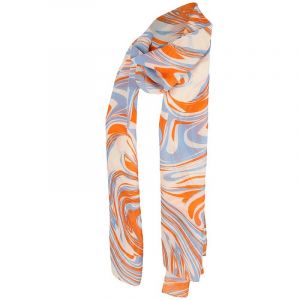 Sarlini lange print sjaal orange 000420-00410-One Size