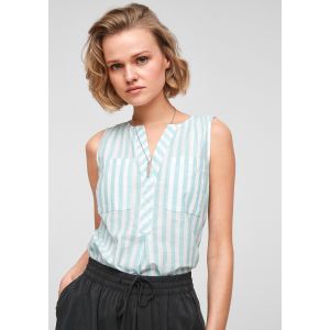 QS streep blouse turquoise 2063111 61G0
