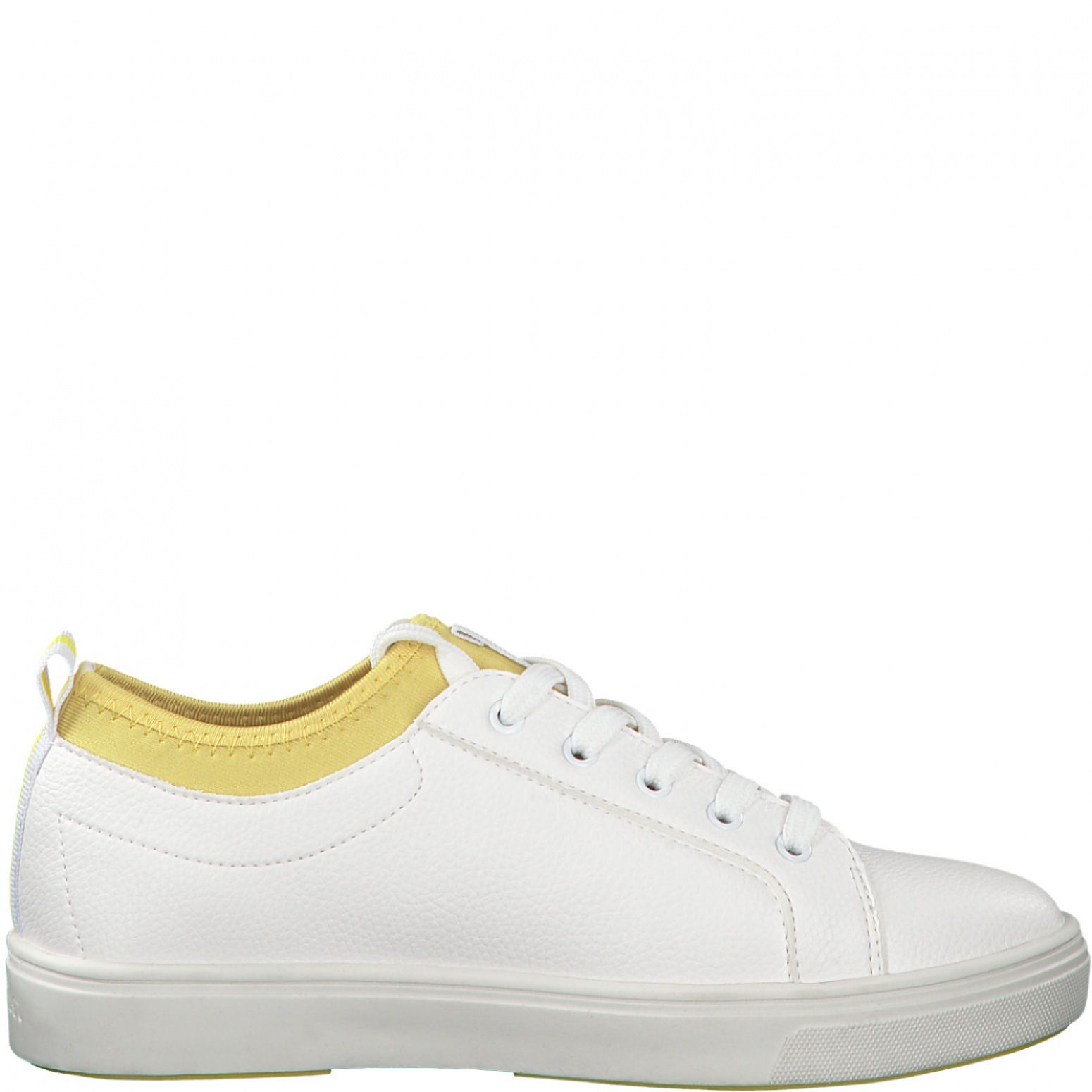 S. Oliver witte sneaker met geel detail 5-23603-34