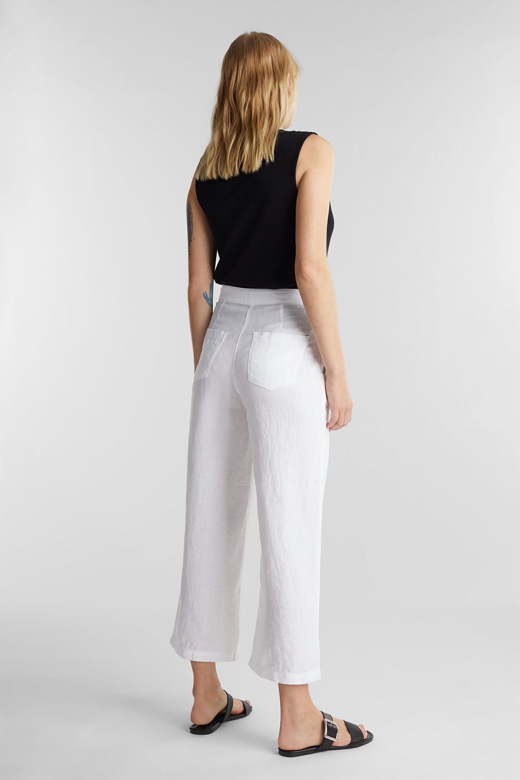Esprit linnen culotte broek wit 040EE1B305 E100