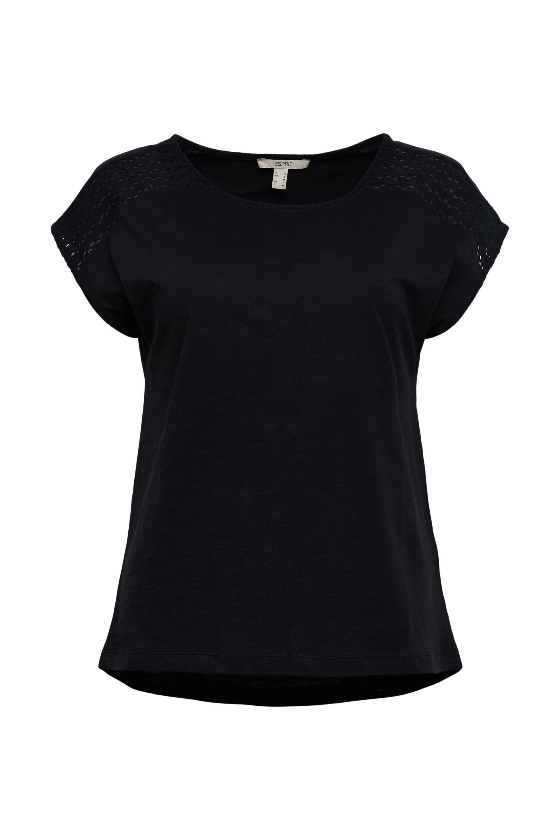 Rekwisieten Acteur Supermarkt Esprit shirt met kant zwart 062EE1K308 001