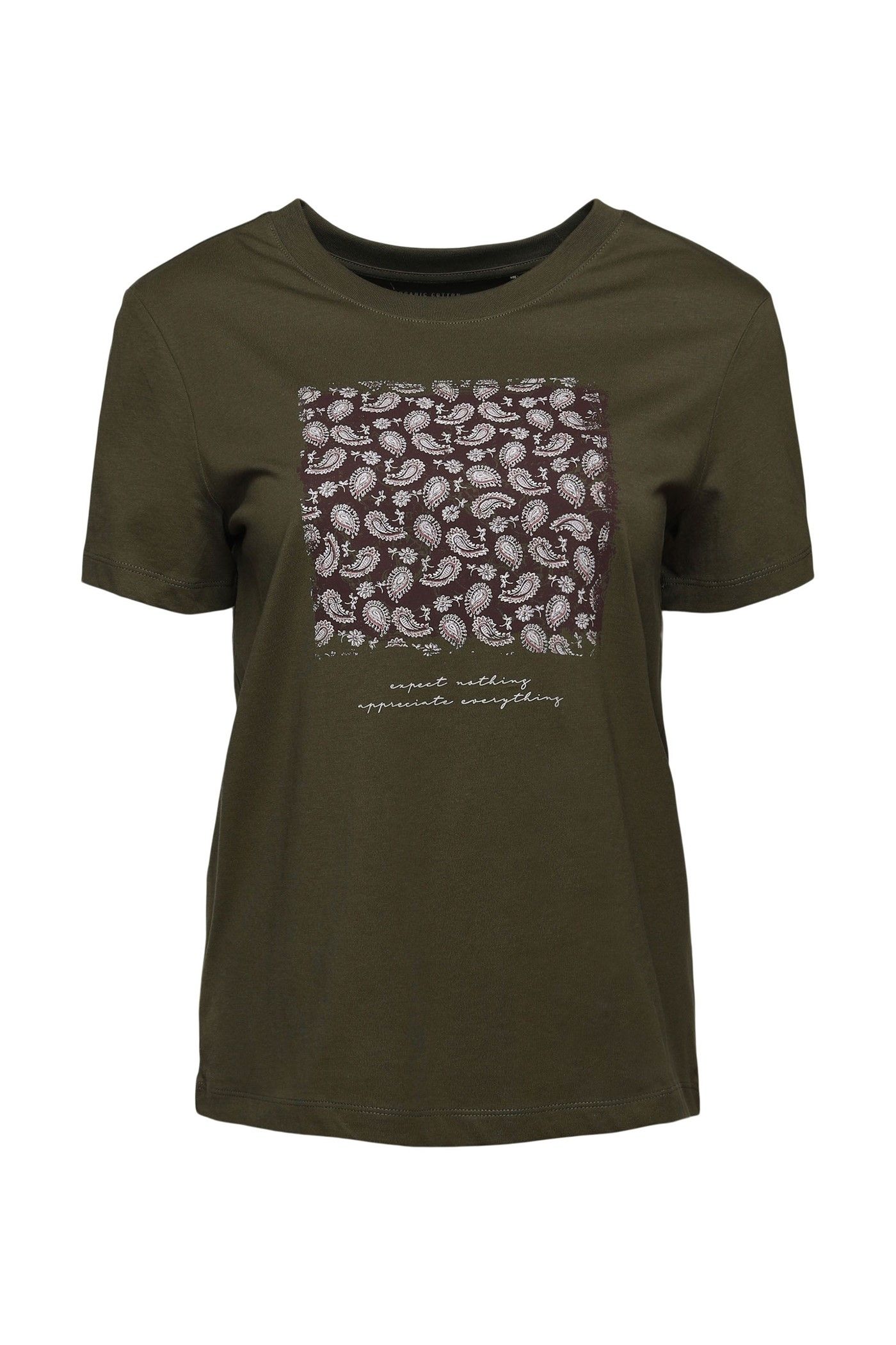 zeker kunst Bakken Esprit t-shirt met print dark khaki 091EE1K345 355