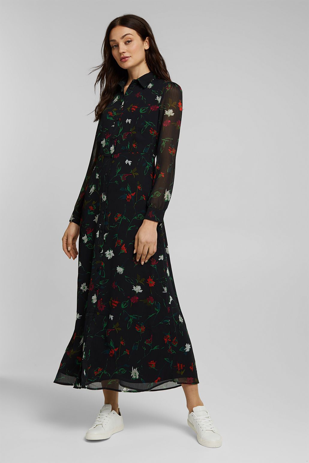 Zwarte lange shop blouse jurk