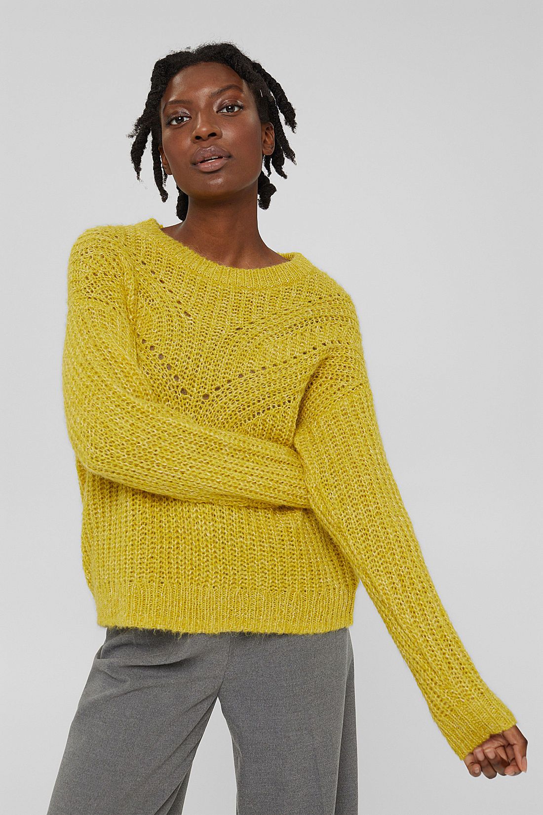 jongen String string verontschuldiging Esprit brei trui brass yellow 111EE1I302 723