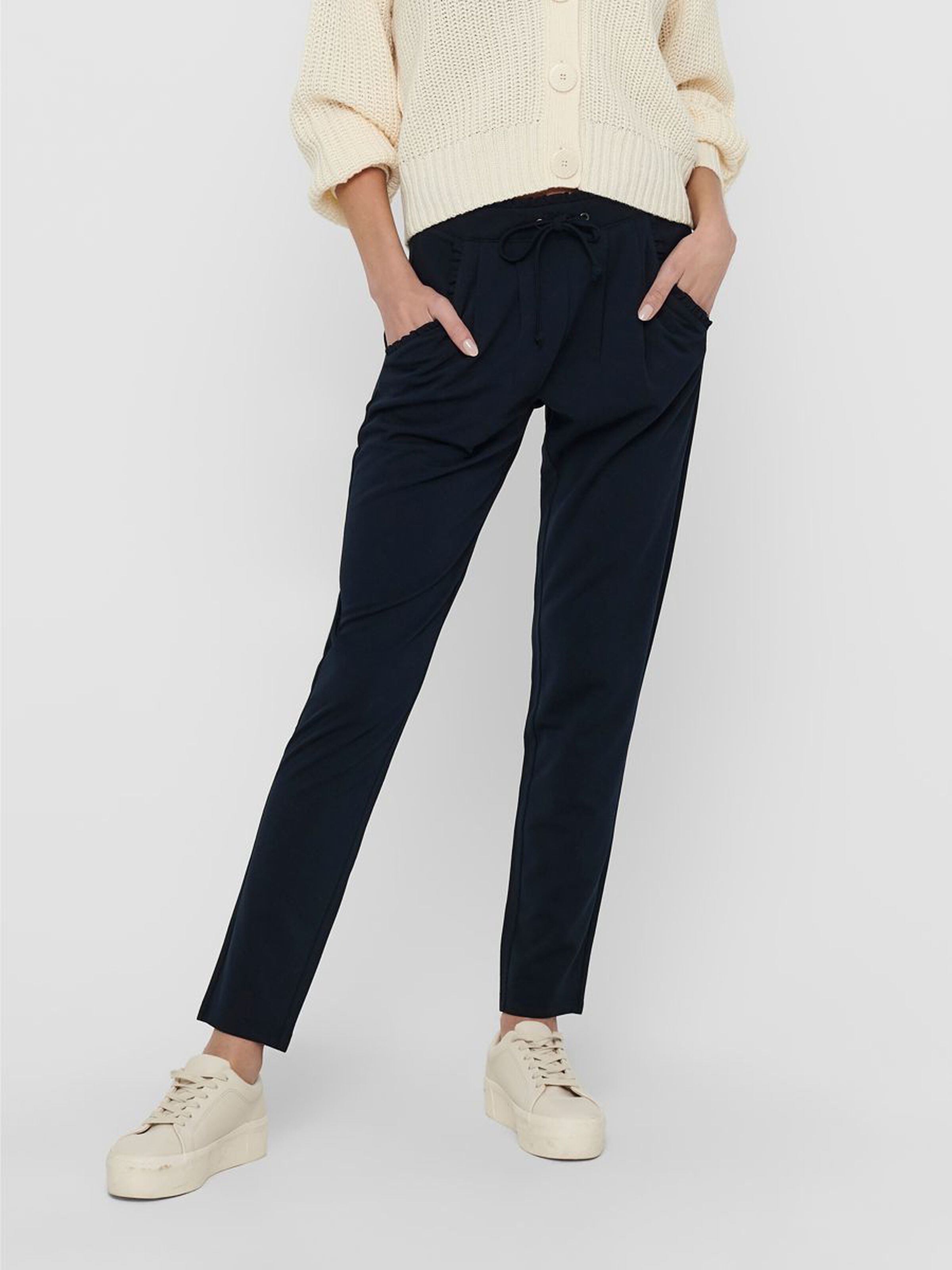 Jacqueline de Yong jersey broek blauw 15208415