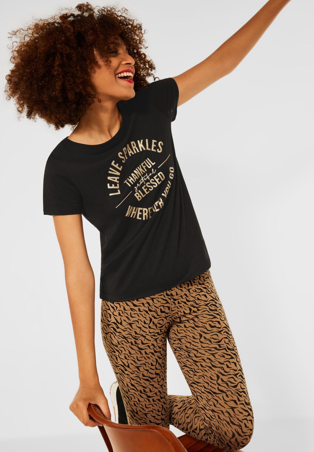 Zwart shirt top met opdruk