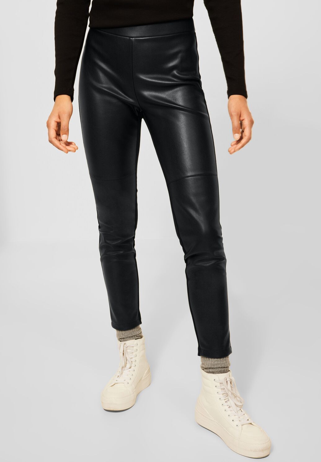 Cecil vegan leather broek zwart 374618 10001