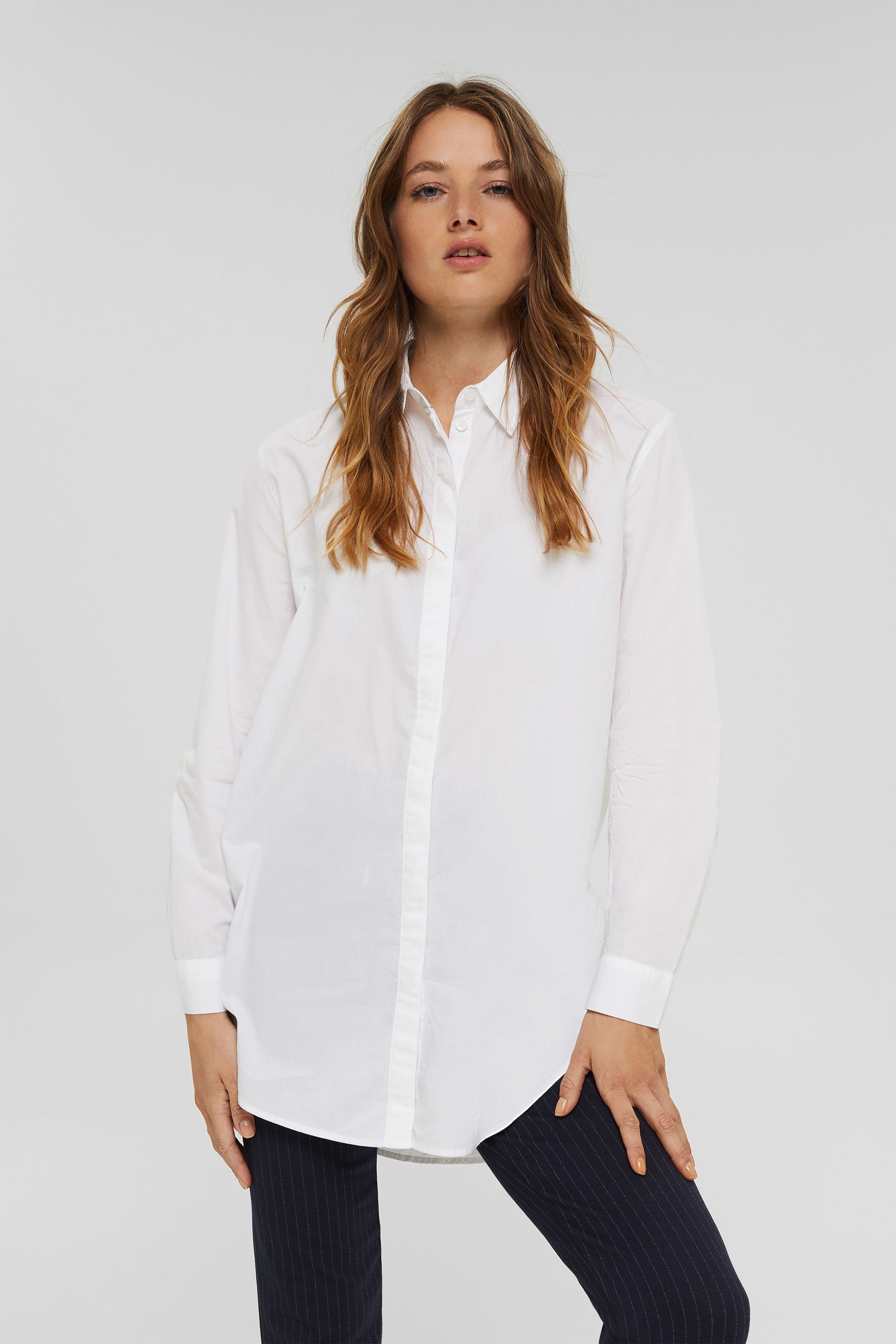 salaris Geslaagd halfgeleider Esprit lange witte blouse 991EE1F331 100
