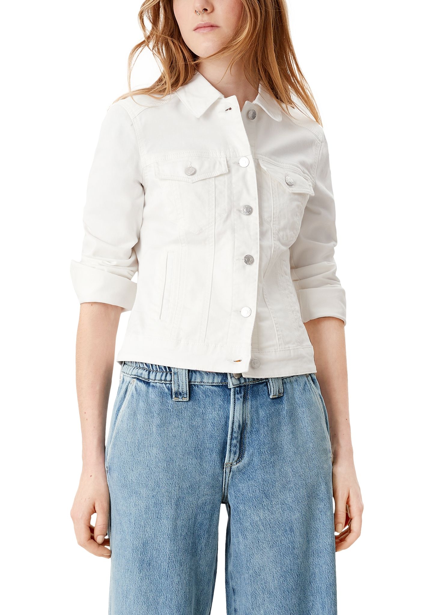 QS denim jack wit 2111543 0200