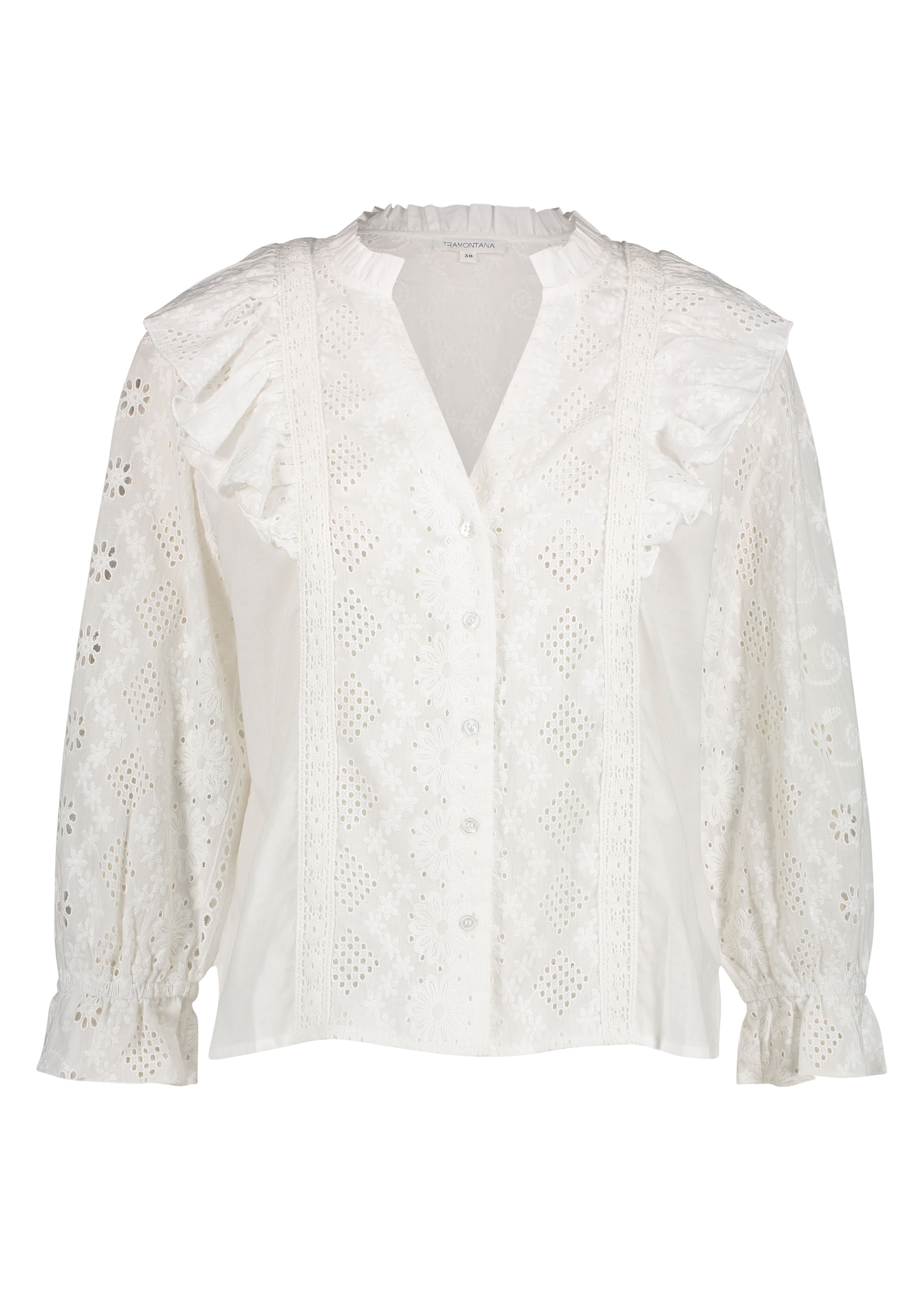 Broderie blouse top korte mouw