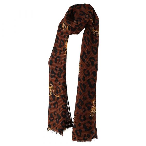 Sarlini panterprint sjaal mid brown 000420-00383-One Size