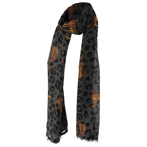 Sarlini panterprint sjaal dark grey 000420-00383-One Size
