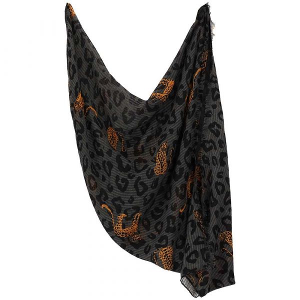Sarlini panterprint sjaal dark grey 000420-00383-One Size