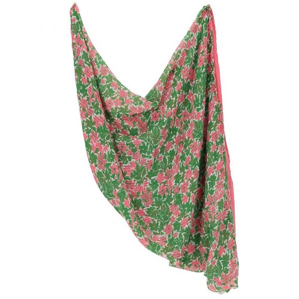Sarlini lange bloemenprint sjaal pink 000420-00407-One Size