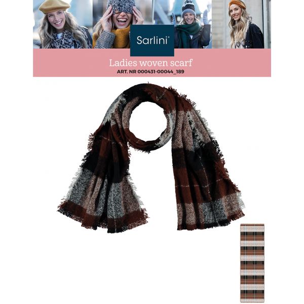 Sarlini ruit sjaal mid brown 000431-00044-One Size