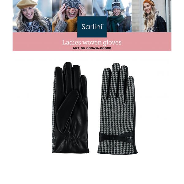 Sarlini handschoen pied de poule zwart 000434-0000-One Size