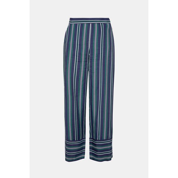 Esprit wijde streep broek navy green 039EE1B030