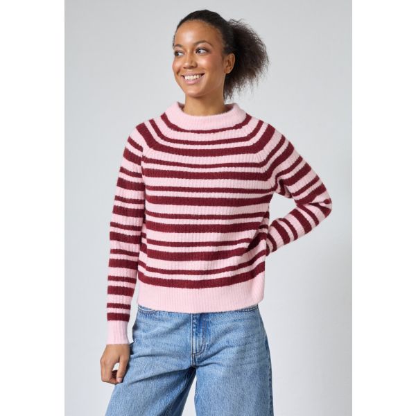 Sisters Point streep trui pink bordeuax HICA-PU