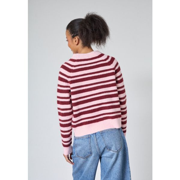 Sisters Point streep trui pink bordeuax HICA-PU