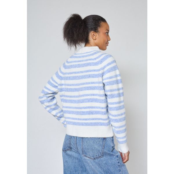 Sisters Point streep trui cream blue HICA-PU