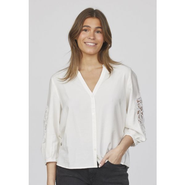 Sisters Point blouse met kant cream VIABA