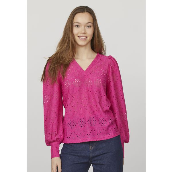 Sisters Point broderie blouse wild pink EINA-V.LS1