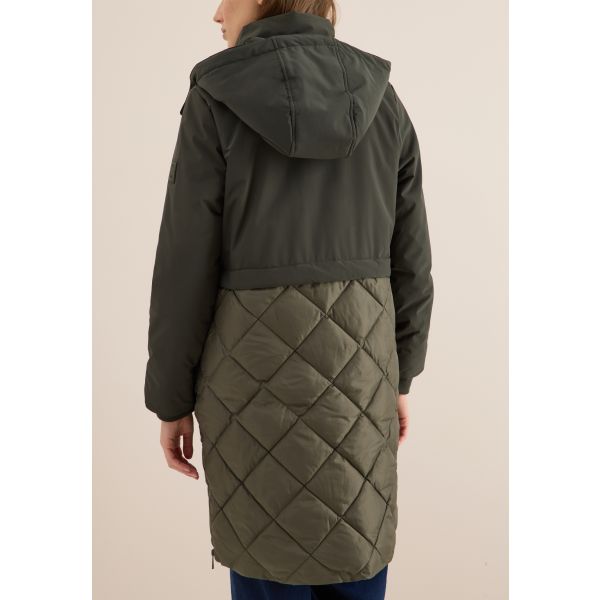 Cecil lange winterjas olive wood 101286 26712