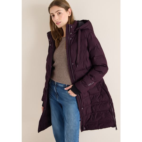 Cecil lange gewatteerde jas dark plum 101338 16544