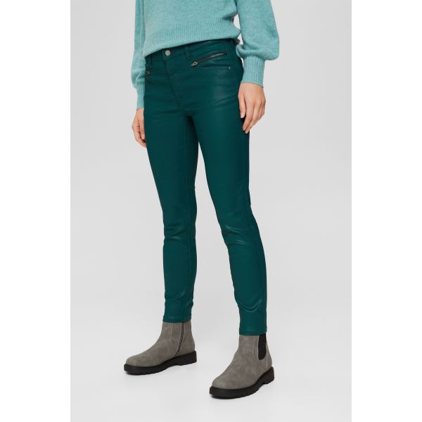 Esprit coated broek dark teal green 101EE1B319 375