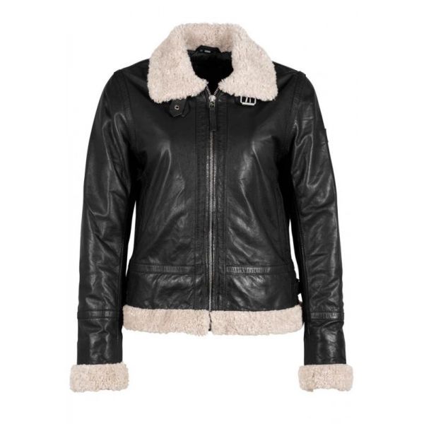 Gipsy leren jack met teddy black 1101-0608