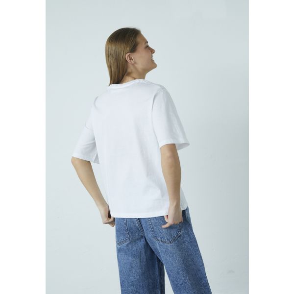 Sisters Point print shirt white navy HEDA-LOOSE.SS