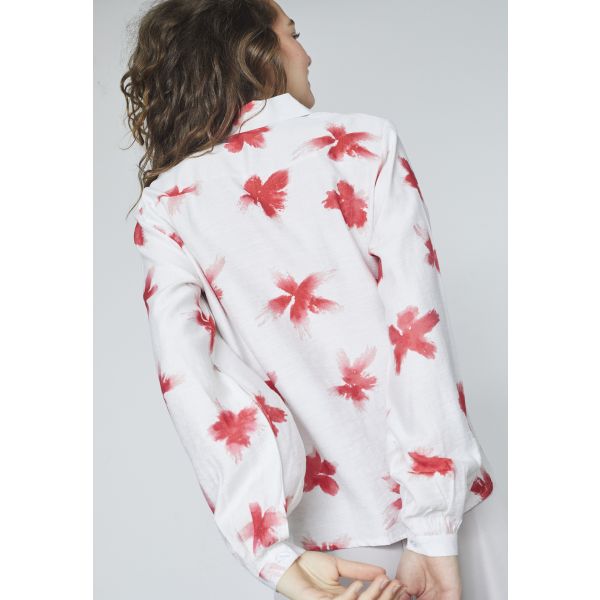 Sisters Point print blouse cream/red GADA-SH57
