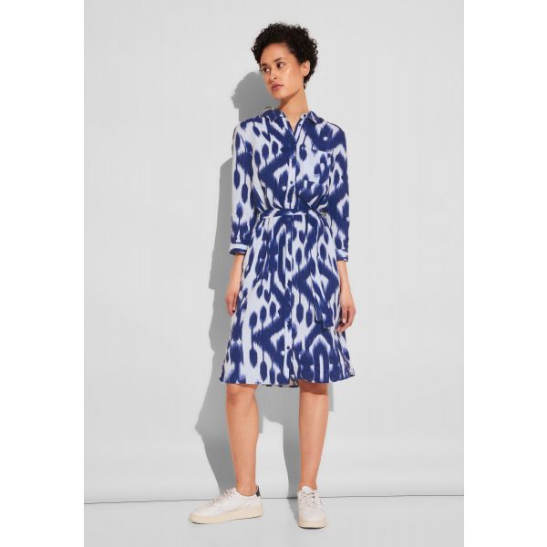 Street One linnen print jurk water blue 143852 353