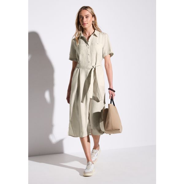 Street One linnen jurk moonstone sand 144338 16269