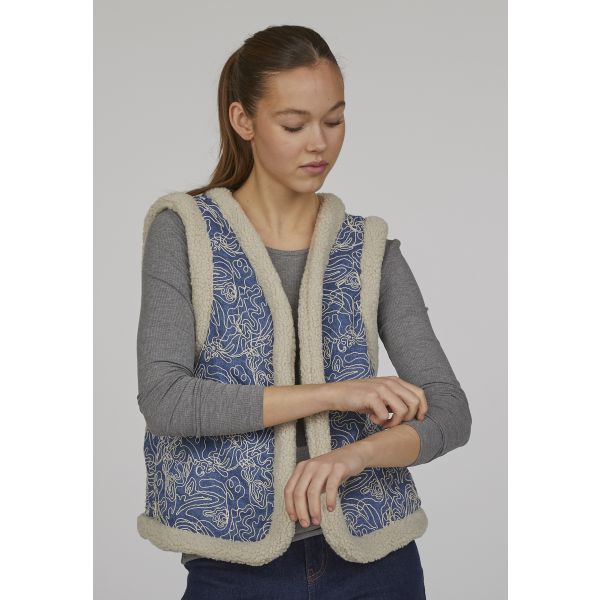 Sisters Point gilet denim blue DEBEA-VE1