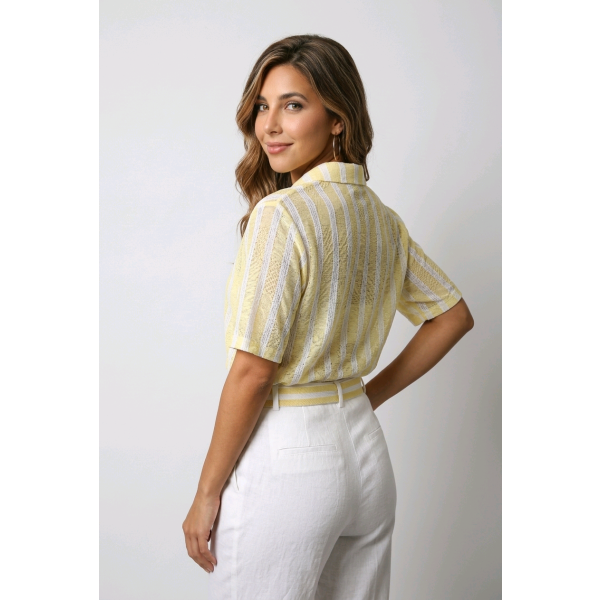 Tramontana streep blouse soft yellow S02-20-301