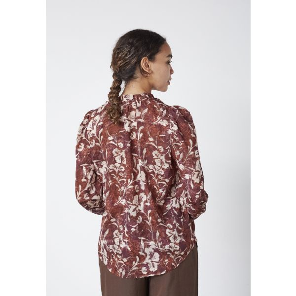 Sisters Point print blouse bordeaux flower ELZA-LS