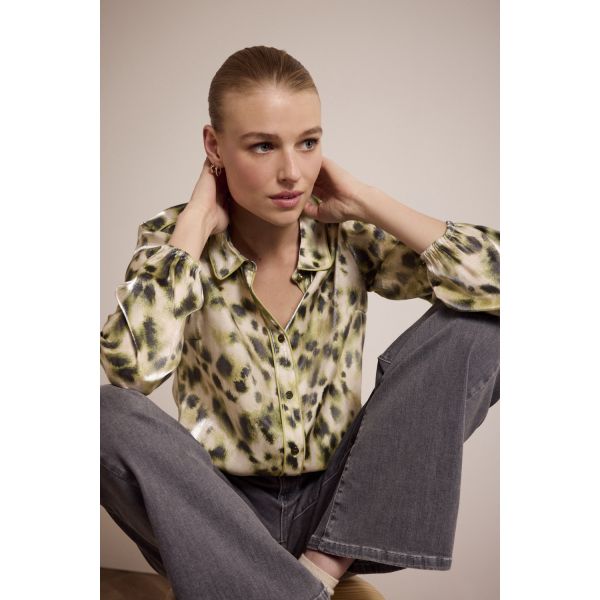 Tramontana print blouse greens C05-17-301